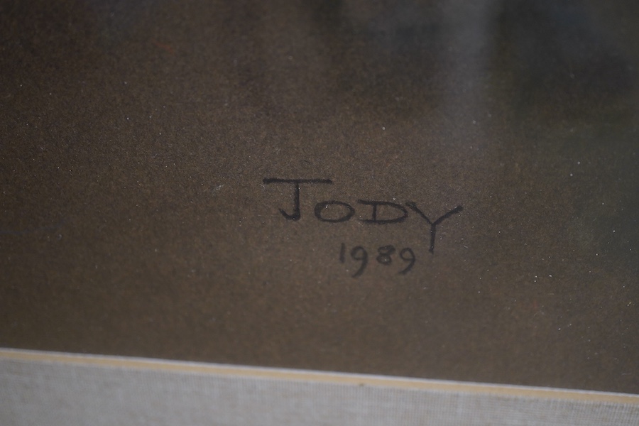 Marjorie Cox (1915-2003), Study of a terrier named Jody, signed and dated 1989, heightened pastel, 40 x 39cm